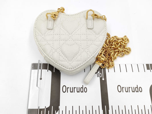 Dior Chain Shoulder Heart Leather White Shoulder Bag