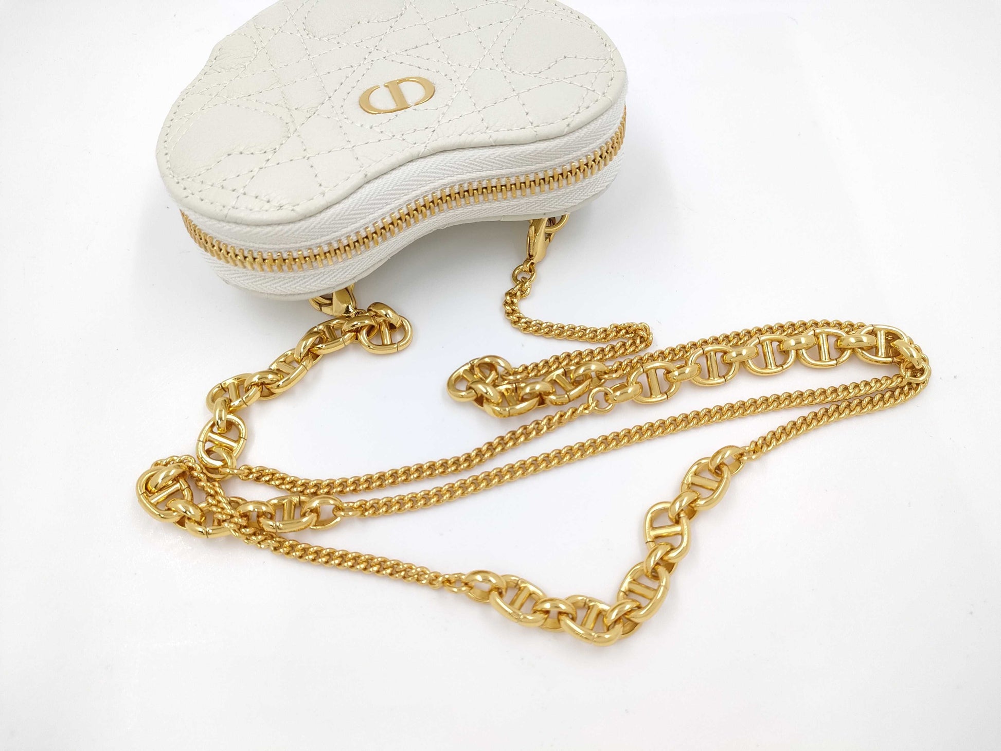 Dior Chain Shoulder Heart Leather White Shoulder Bag