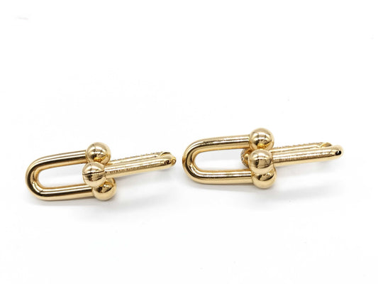 Tiffany & Co. Hardware Large D0.59ct/D0.59ct YG Au750 22.7g Earrings 