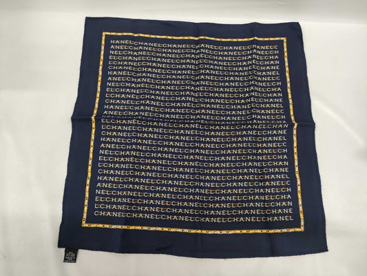 CHANEL Silk Handkerchief Logo Scarf