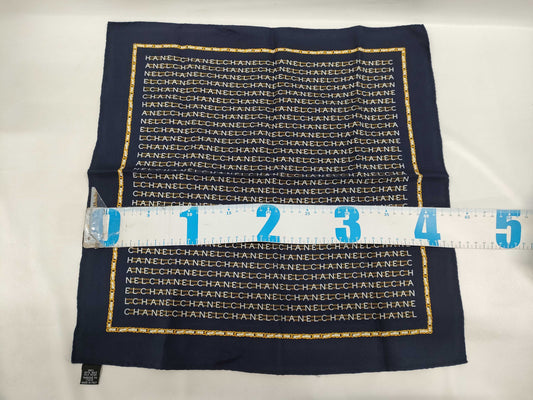 CHANEL Silk Handkerchief Logo Scarf