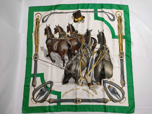 HERMES Carré 90 ATTELAGE EN ARBALETE Scarf