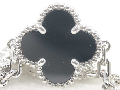 Van Cleef & Arpels Vintage Alhambra 5-Piece Onyx and Diamond Bracelet in WG Au750, 12.2g 