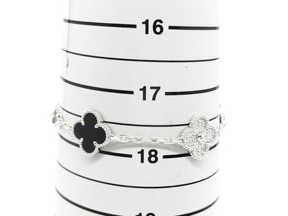 Van Cleef & Arpels Vintage Alhambra 5-Piece Onyx and Diamond Bracelet in WG Au750, 12.2g 