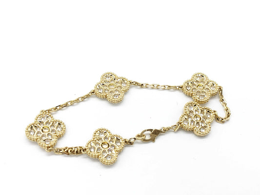 Van Cleef & Arpels Vintage Alhambra 5-Piece Diamond Bracelet in Yellow Gold and Au750, 14.1g 