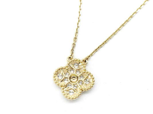 Van Cleef & Arpels Vintage Alhambra Diamond Necklace in Yellow Gold and Au750, 5.7g 