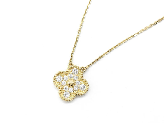 Van Cleef & Arpels Vintage Alhambra Diamond Necklace in Yellow Gold and Au750, 5.7g 