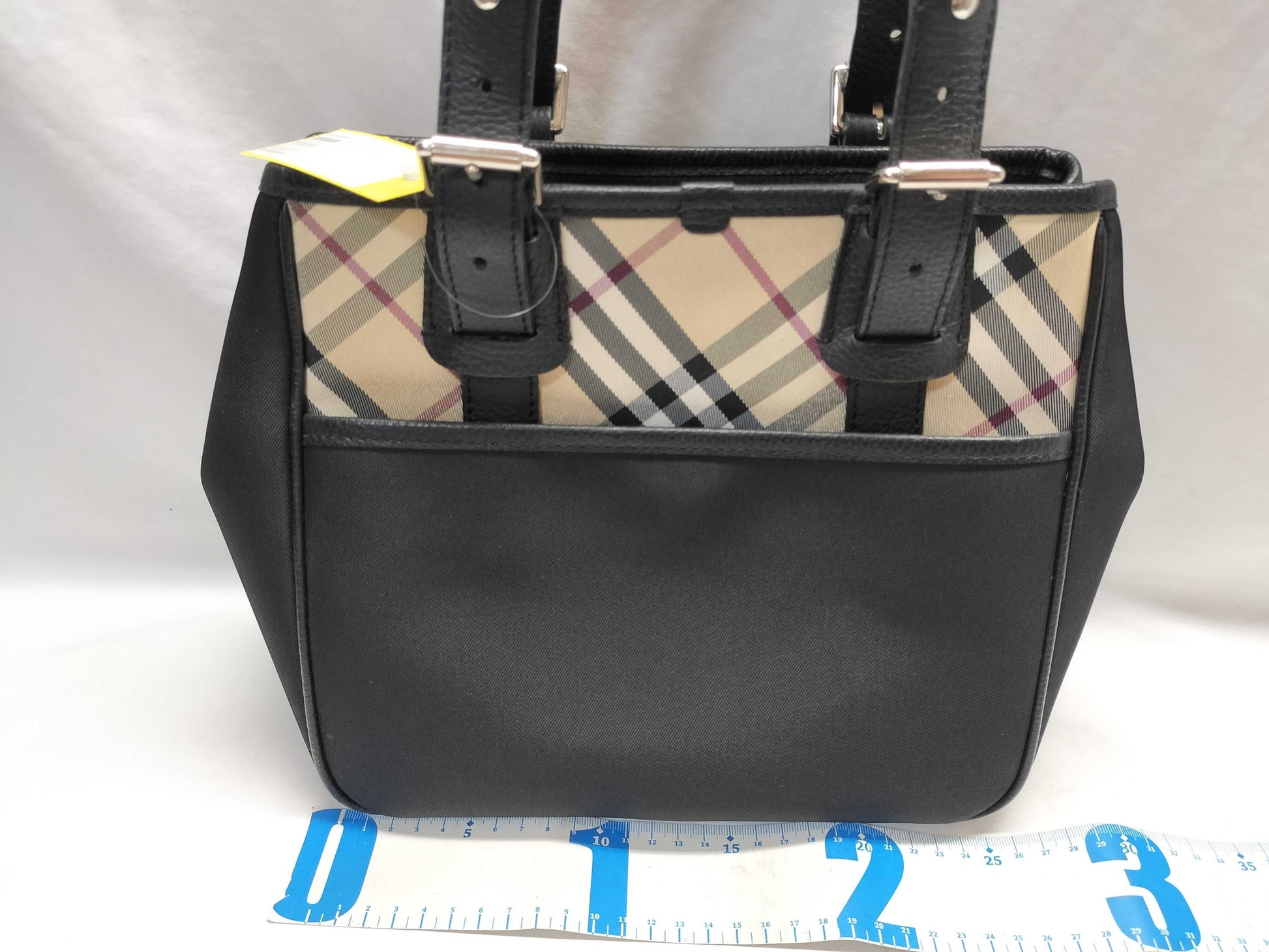 BURBERRY Nylon and Leather Nova Check Handbag