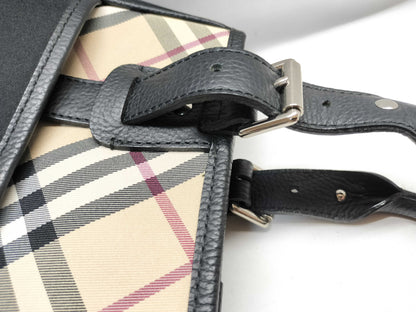 BURBERRY Nylon and Leather Nova Check Handbag