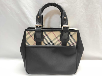BURBERRY Nylon and Leather Nova Check Handbag