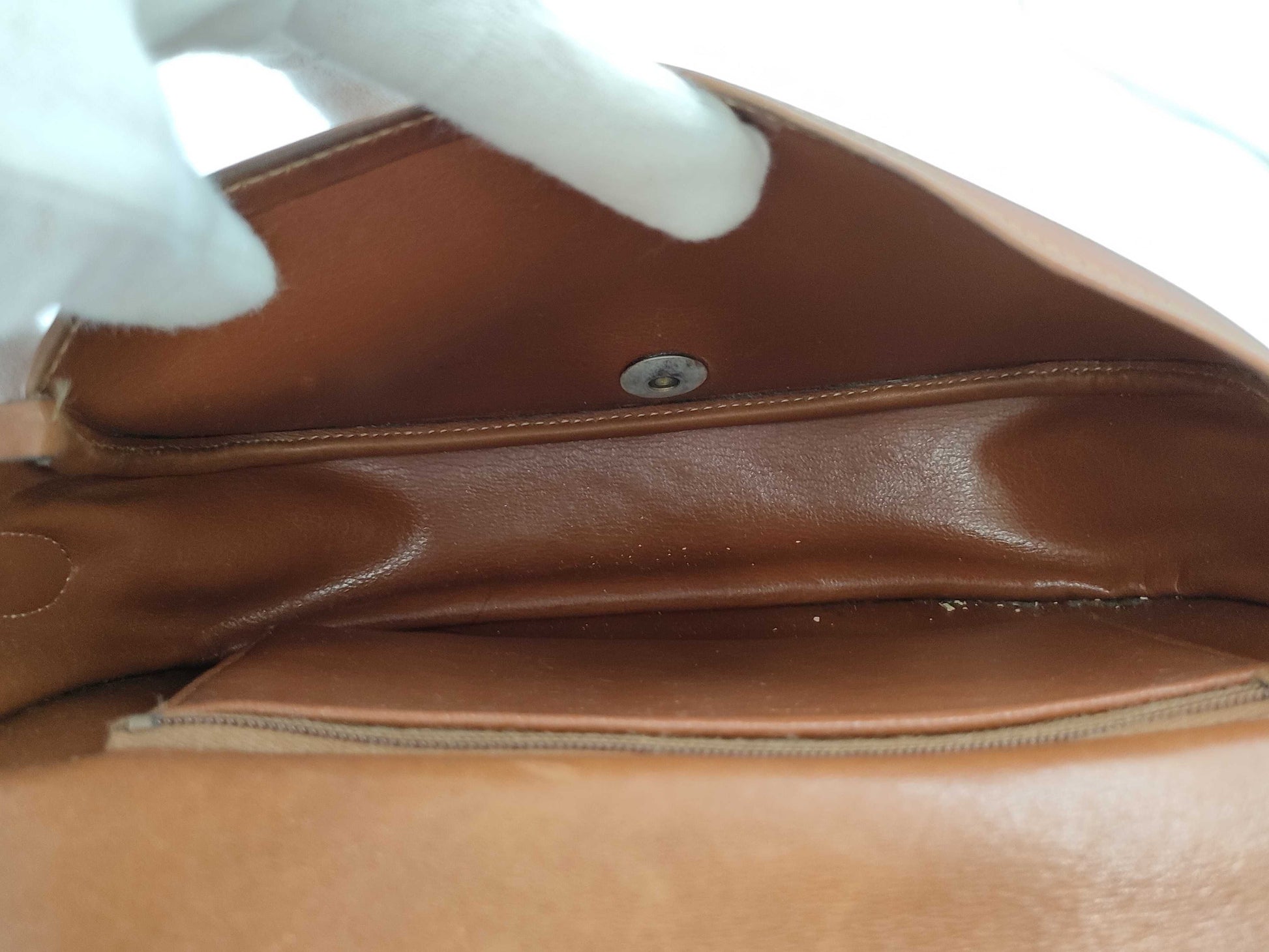 Dior Old Dior Leather Shoulder Bag, Brown Leather, Flap Stuck, Difficult to Open/Close