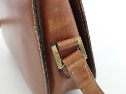 Dior Old Dior Leather Shoulder Bag, Brown Leather, Flap Stuck, Difficult to Open/Close