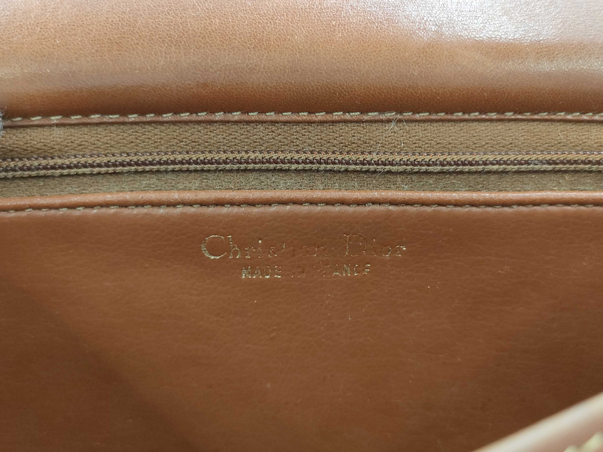 Dior Old Dior Leather Shoulder Bag, Brown Leather, Flap Stuck, Difficult to Open/Close