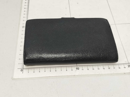 CHANEL Caviar Leather Long Wallet with Clasp Closure and Gold Hardware, Black