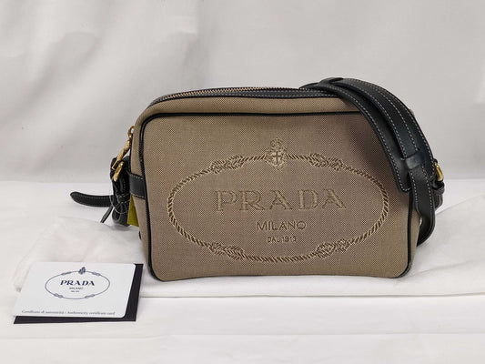 PRADA Jacquard Canvas Shoulder Bag
