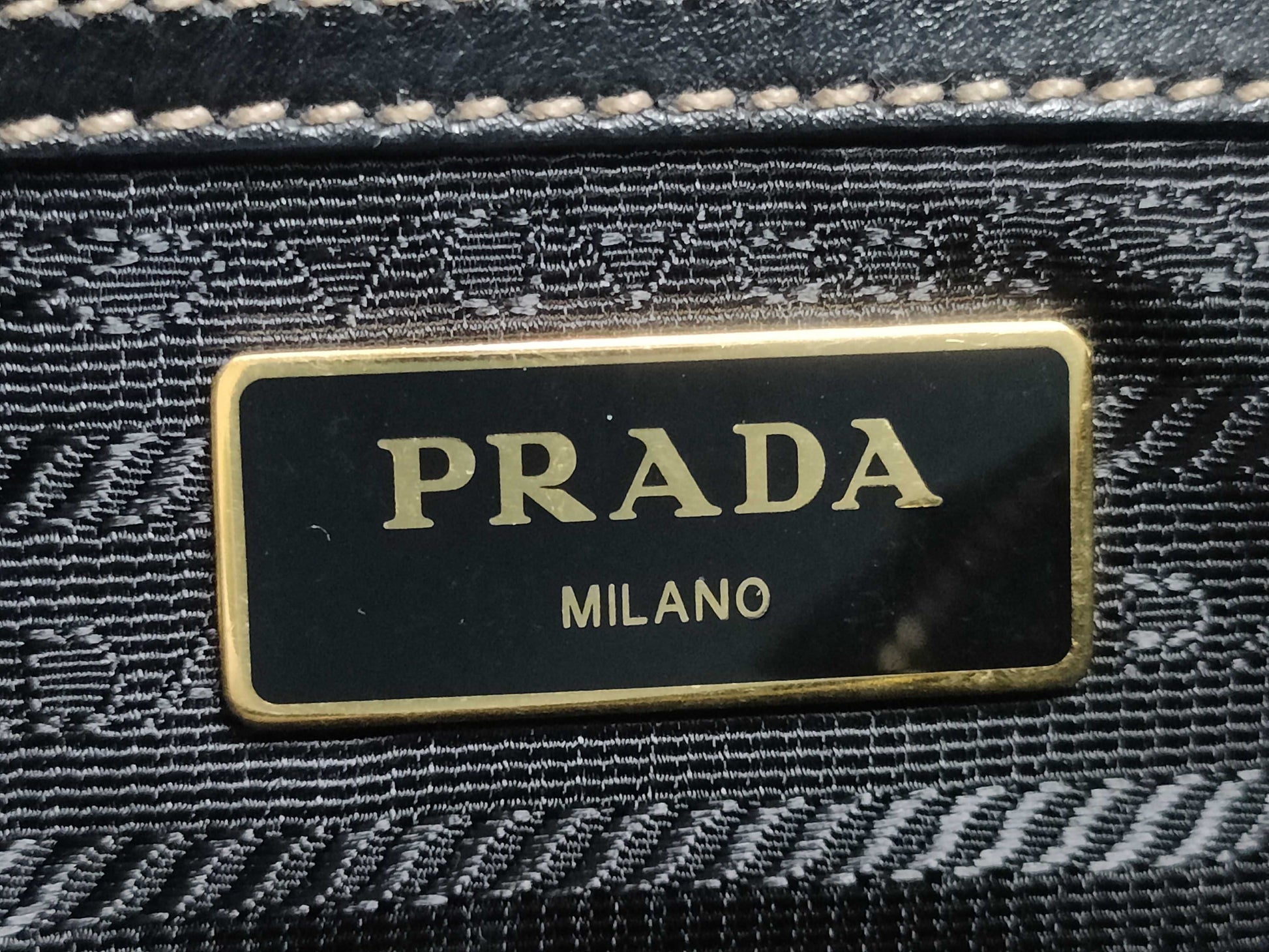 PRADA Jacquard Canvas Shoulder Bag