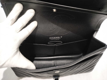 CHANEL So Black Chevron 2.55 Double Flap Shoulder Bag