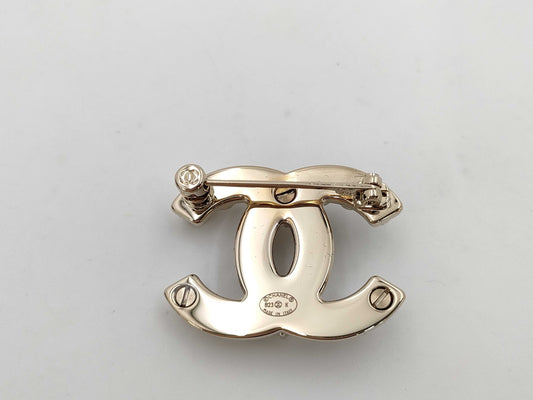 CHANEL B23 K Coco Mark Pearl Rhinestone Brooch