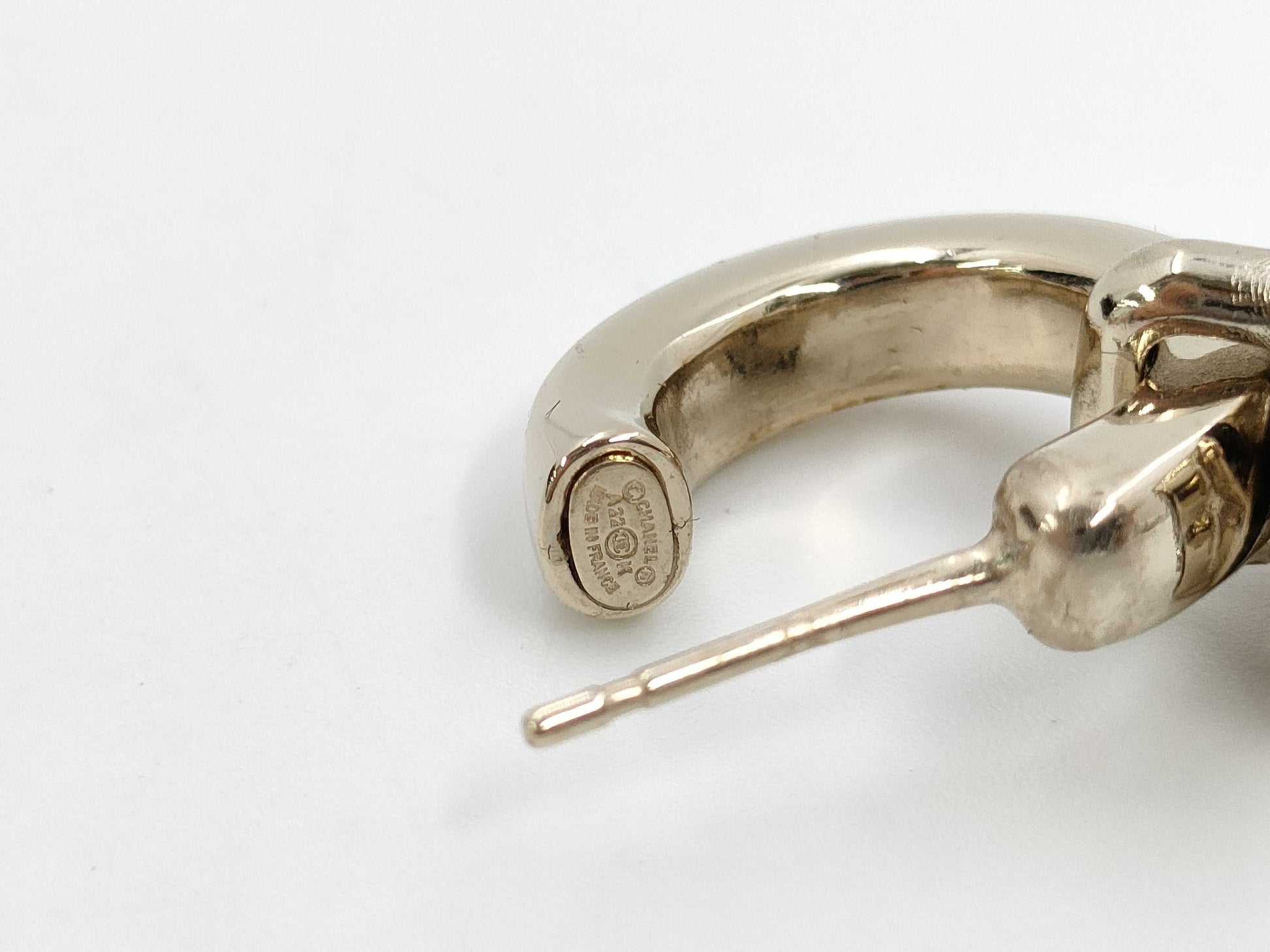CHANEL A22K Hoop Earrings Coco Mark Cube Earrings