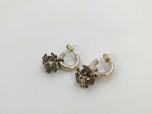 CHANEL A22K Hoop Earrings Coco Mark Cube Earrings