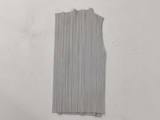 ISSEY MIYAKE Pleats Please Sleeveless Haori Gray Top