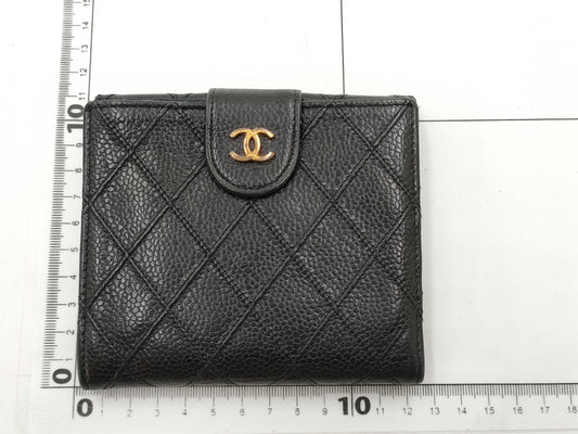 CHANEL Caviar Skin Coco Hardware Compact Wallet