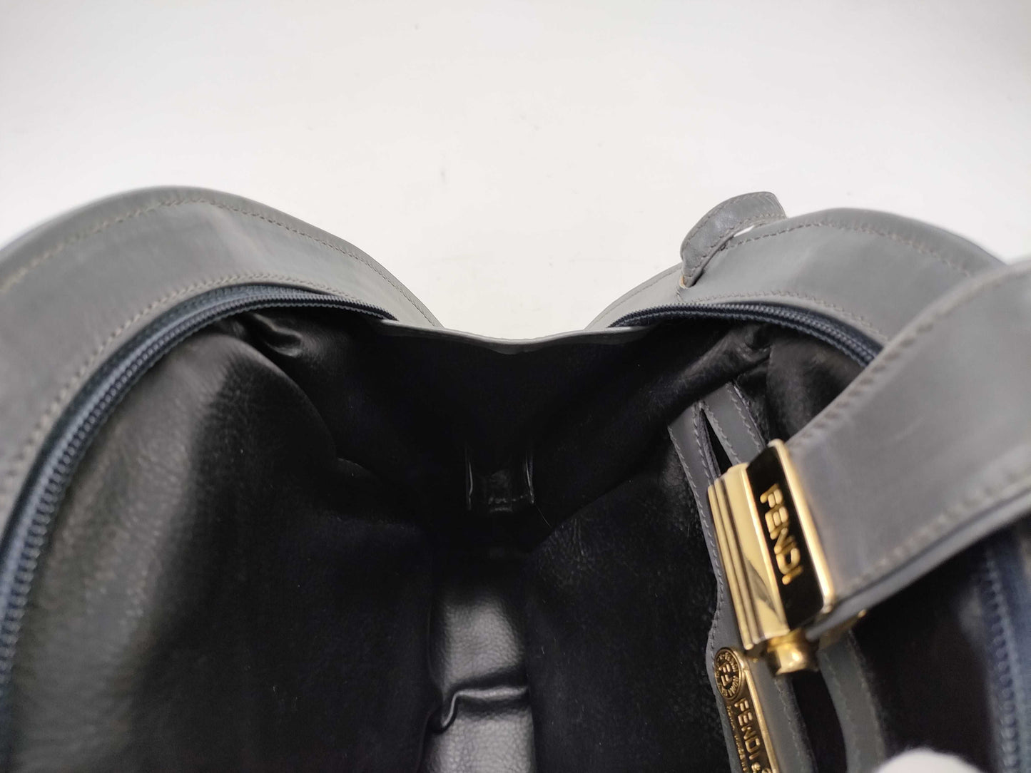 FENDI Half Moon/Leather/Shoulder Bag/Gray Shoulder Bag