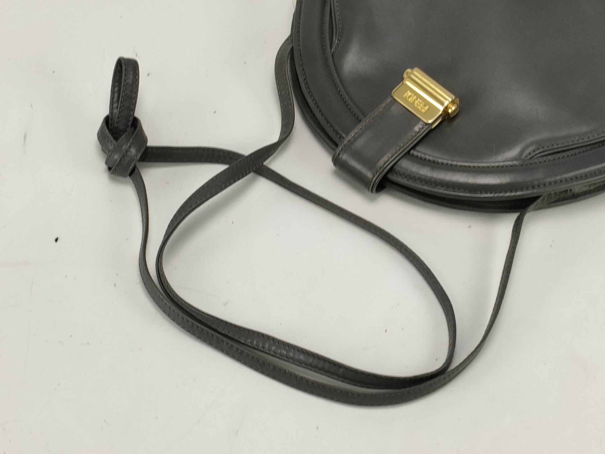 FENDI Half Moon/Leather/Shoulder Bag/Gray Shoulder Bag