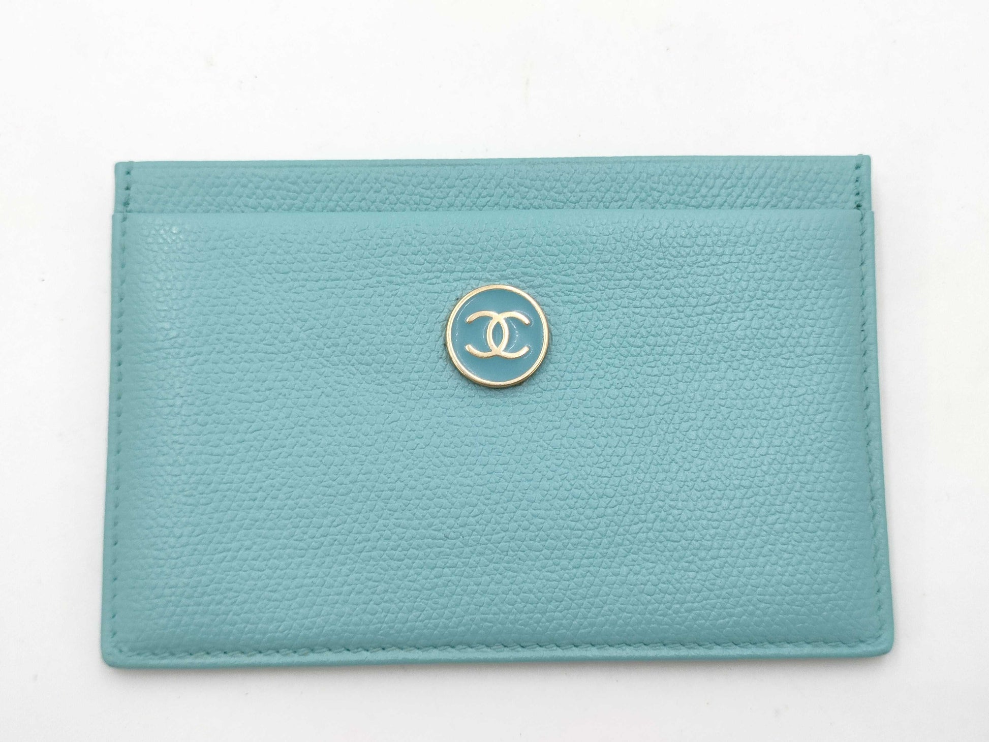 CHANEL Grained Leather Coco Button Card Case, Card Case, Pass Case, Business Card Case