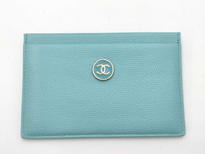CHANEL Grained Leather Coco Button Card Case, Card Case, Pass Case, Business Card Case