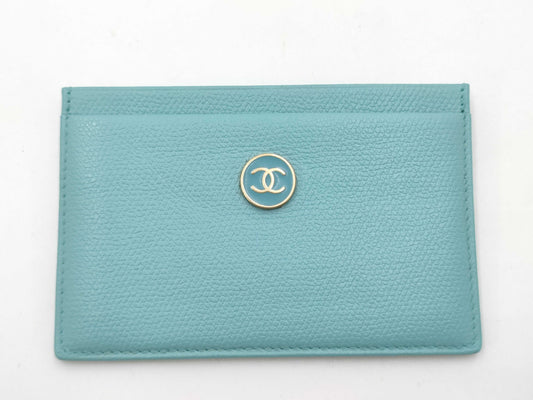 CHANEL Grained Leather Coco Button Card Case, Card Case, Pass Case, Business Card Case