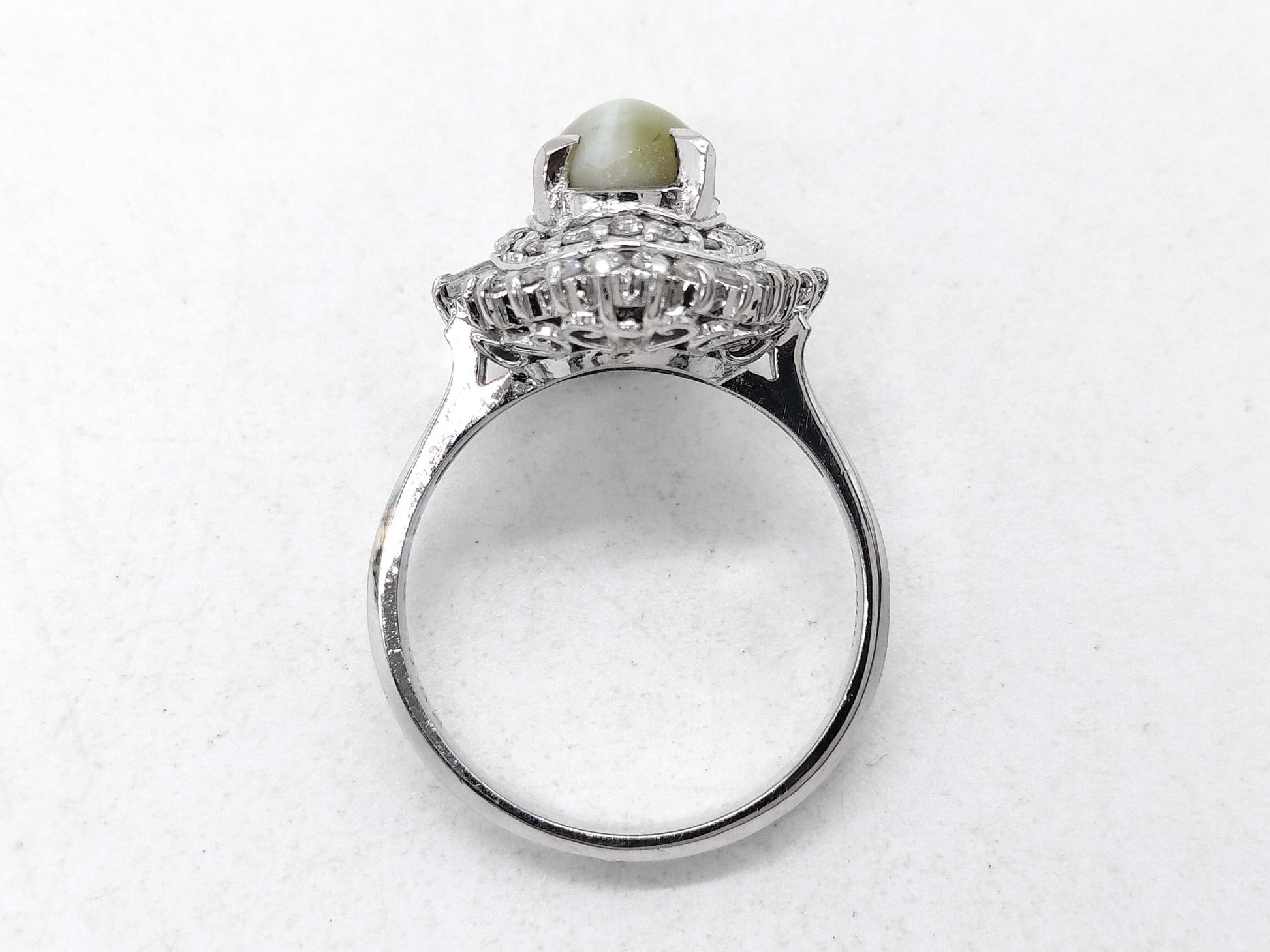 Chrysoberyl Cat's Eye 3.22ct D0.52ct Pt900 7.4g Ring 