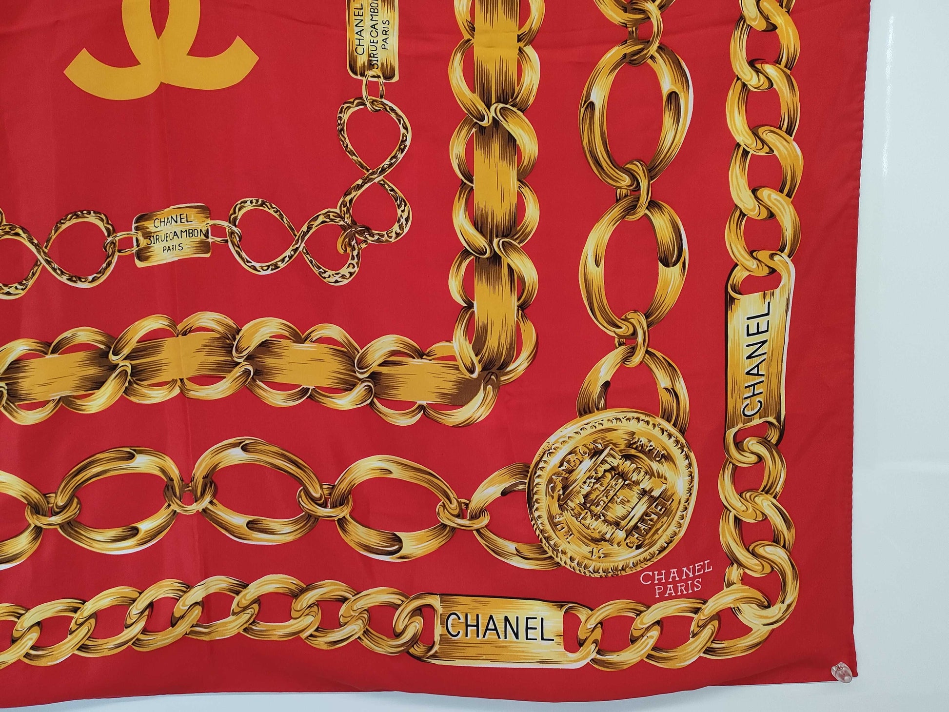 CHANEL 31RUE CAMBON Chain Pattern Scarf