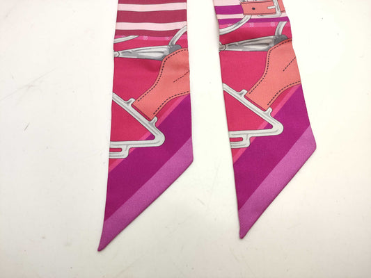 HERMES Twilly Tattersall Scarf