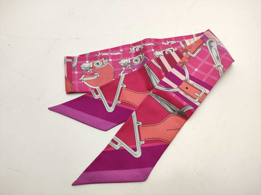 HERMES Twilly Tattersall Scarf