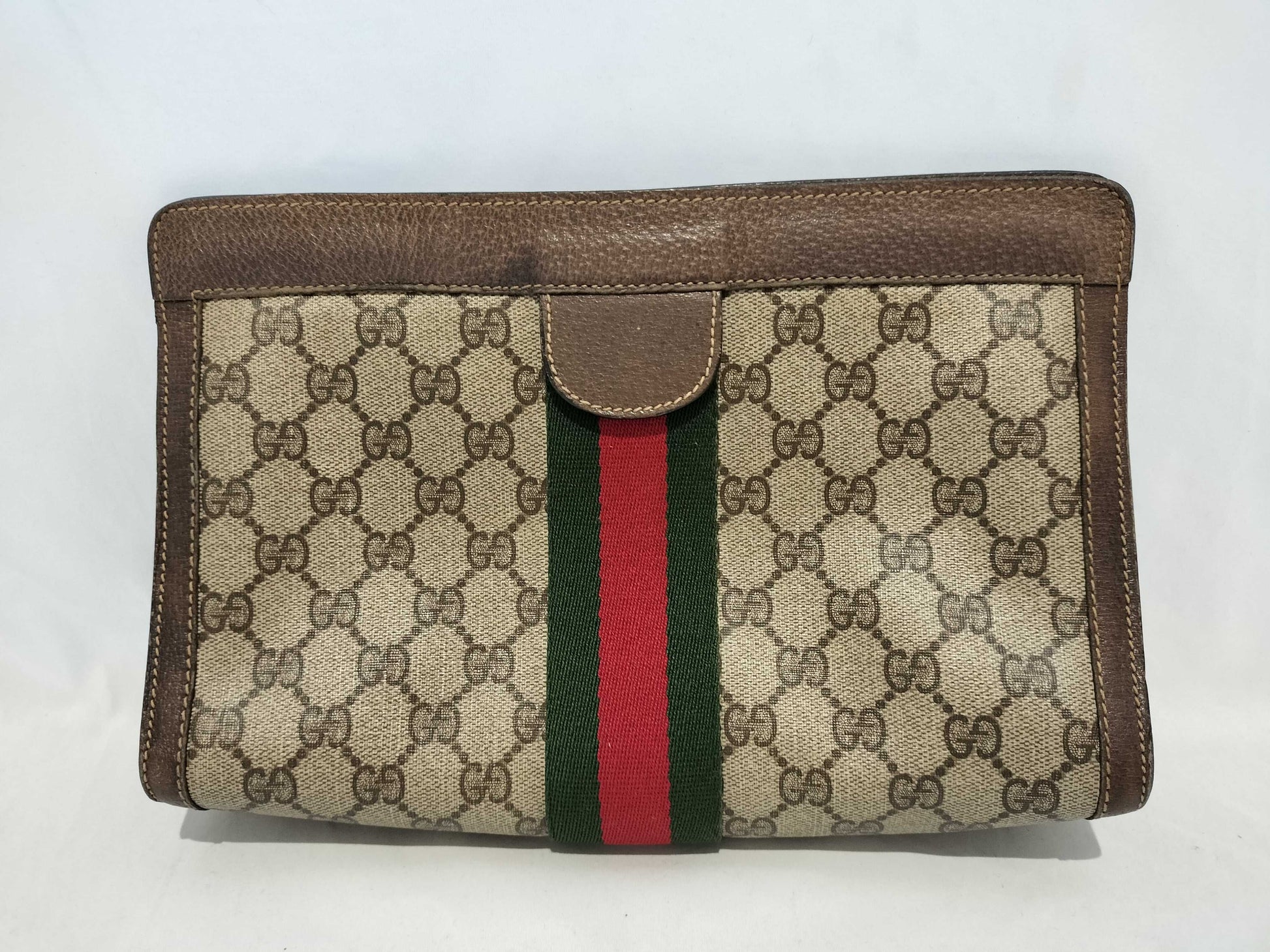 GUCCI GG PVC GG Pattern Sherry Line Clutch Bag