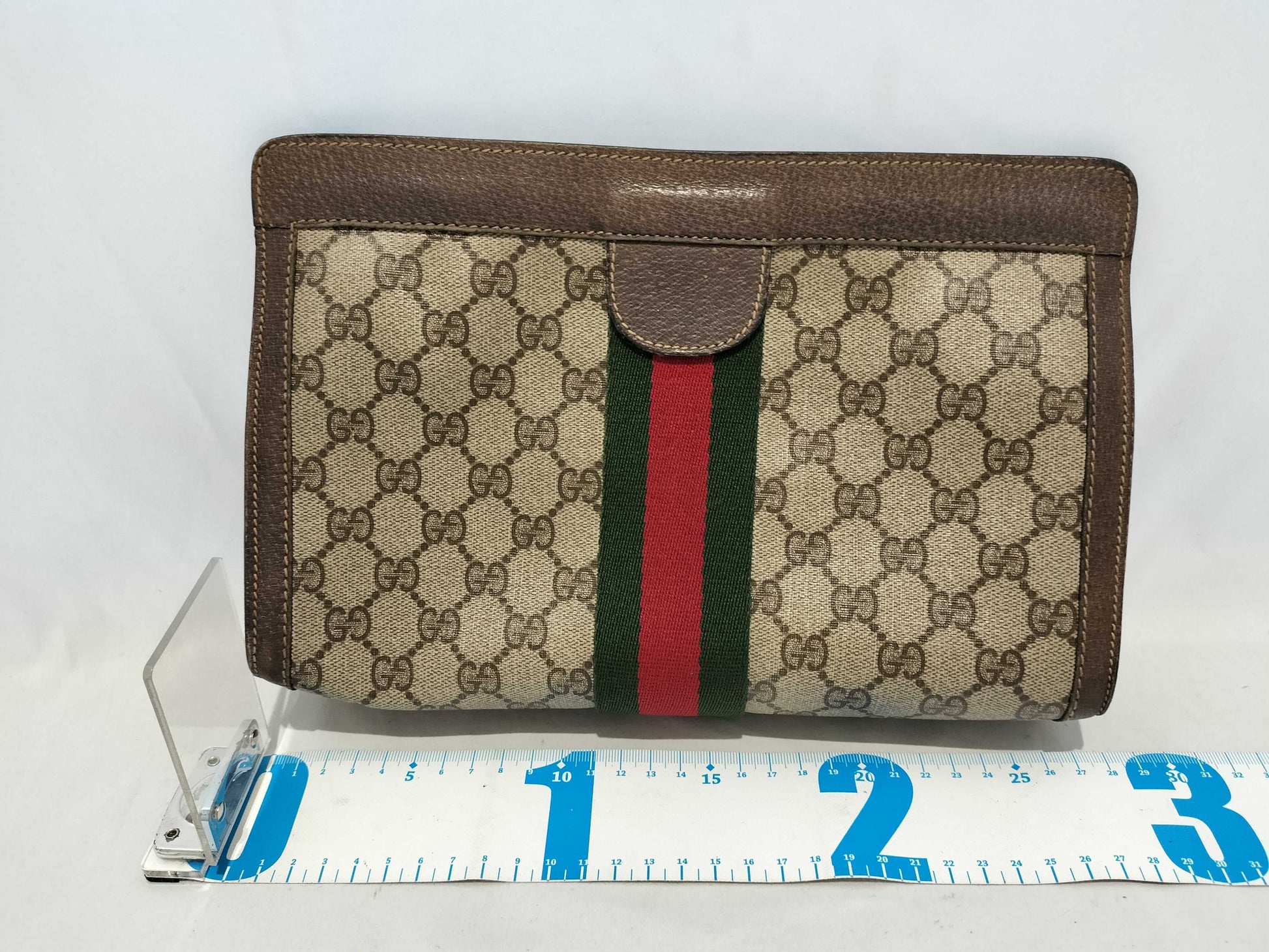 GUCCI GG PVC GG Pattern Sherry Line Clutch Bag