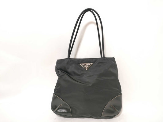 PRADA Nylon Triangle Logo Tote Bag