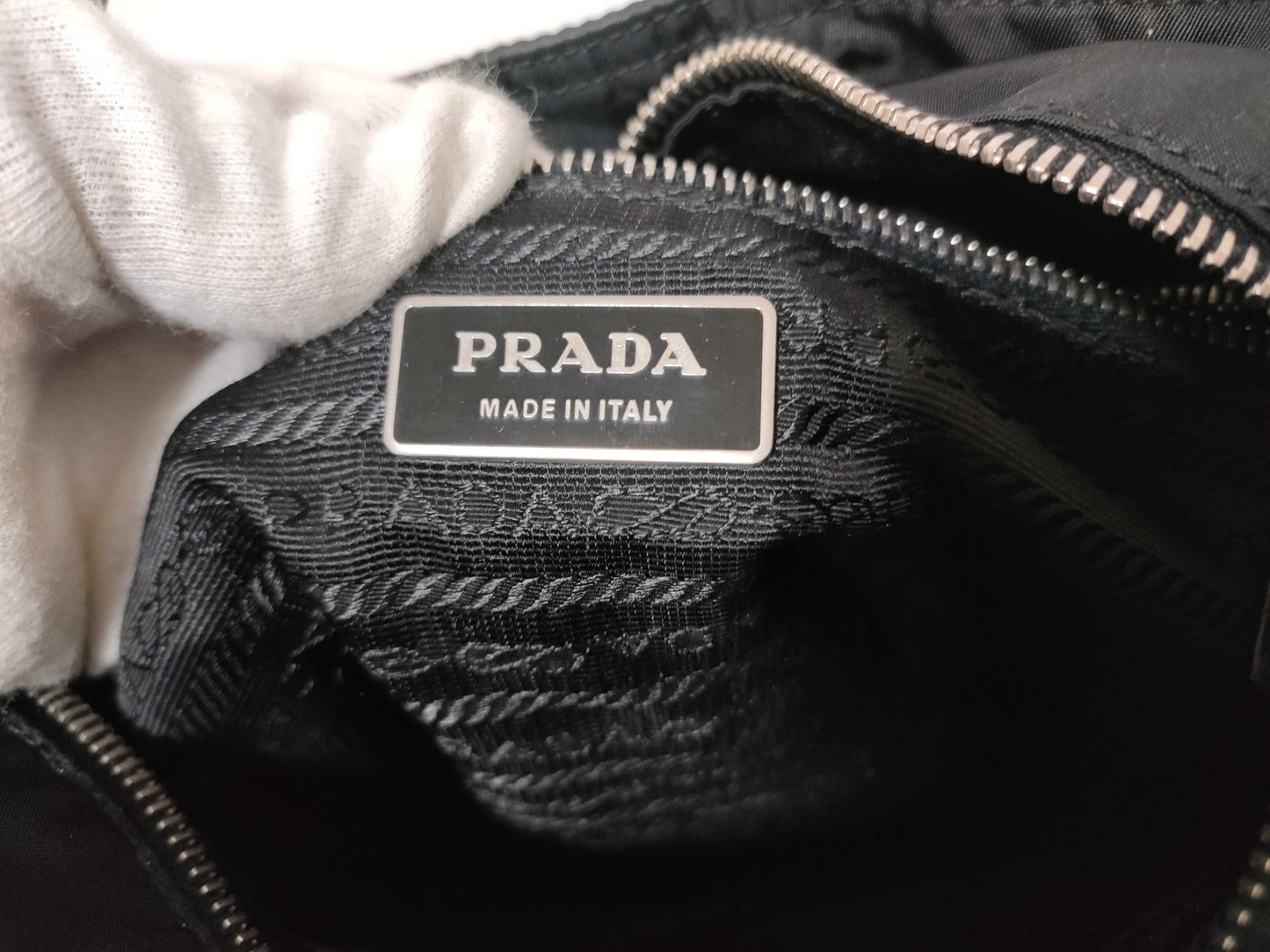 PRADA Nylon Triangle Logo Tote Bag