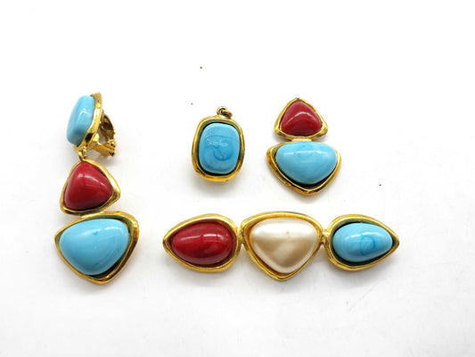CHANEL 93P Brooch/Earrings Partially damaged Brooch