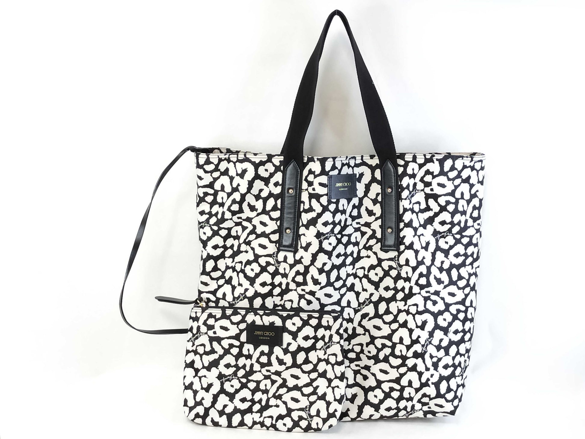 JIMMY CHOO Candice Nylon Leopard Print Tote Bag