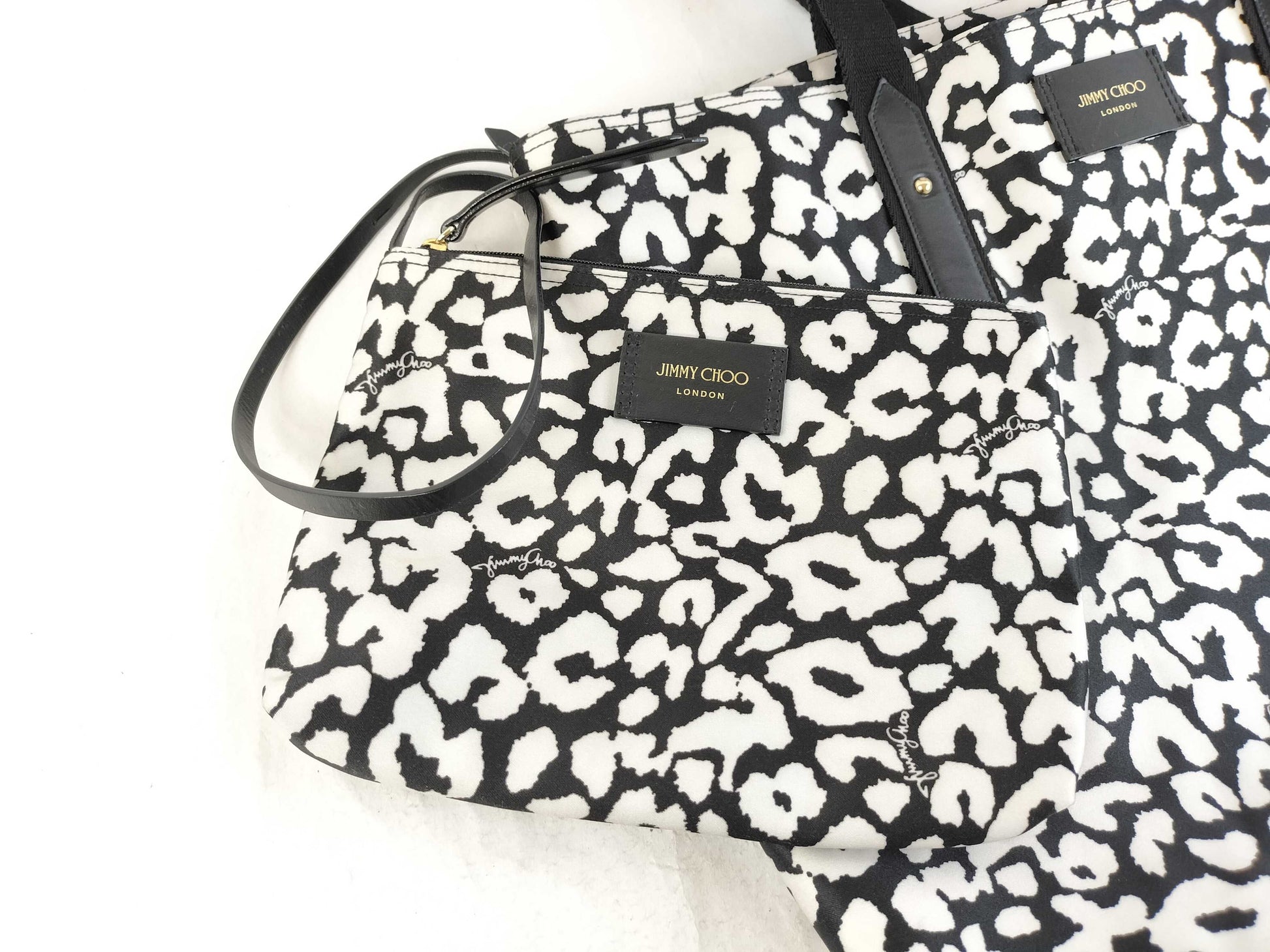 JIMMY CHOO Candice Nylon Leopard Print Tote Bag