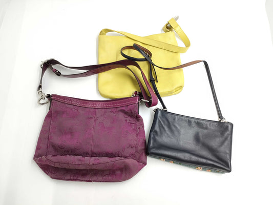 COACH 3-piece denim shoulder bag/FURLA leather tote shoulder bag