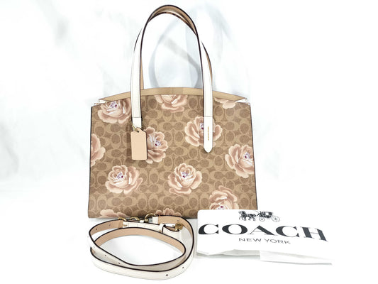 COACH Signature Floral Tote Bag Handbag