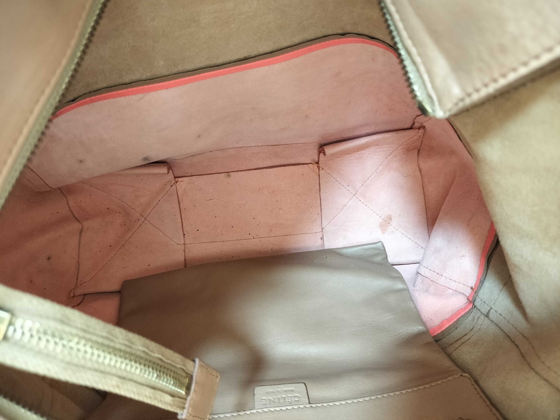 CELINE Cabas Horizontal/Leather Tote Bag/Bicolor Tote Bag