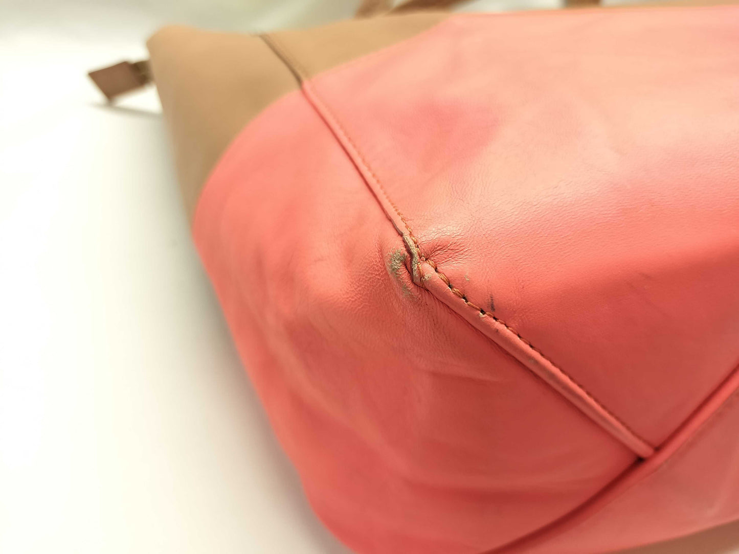 CELINE Cabas Horizontal/Leather Tote Bag/Bicolor Tote Bag