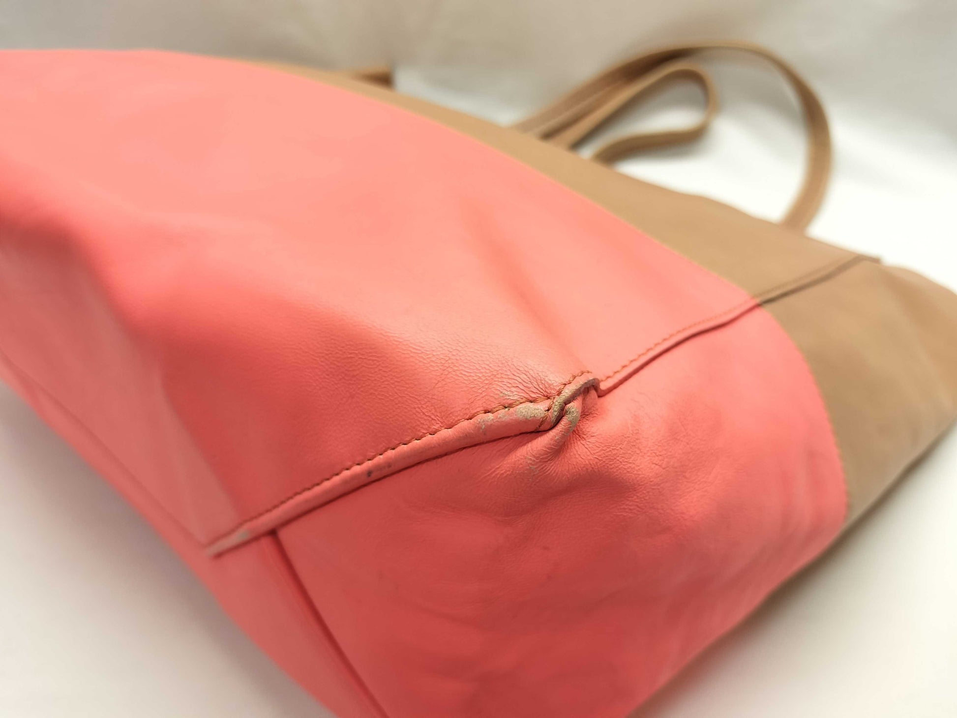 CELINE Cabas Horizontal/Leather Tote Bag/Bicolor Tote Bag