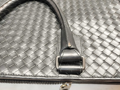 BOTTEGA VENETA Intrecciato Business Bag/Black/Slightly Used/Corner Torn Business Bag