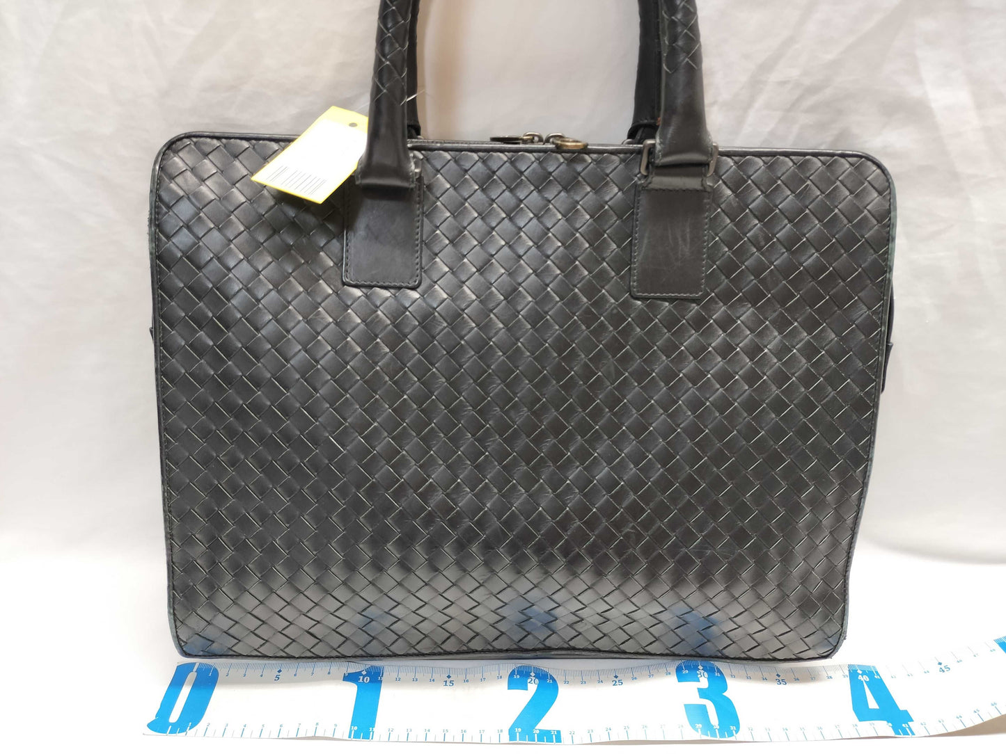 BOTTEGA VENETA Intrecciato Business Bag/Black/Slightly Used/Corner Torn Business Bag