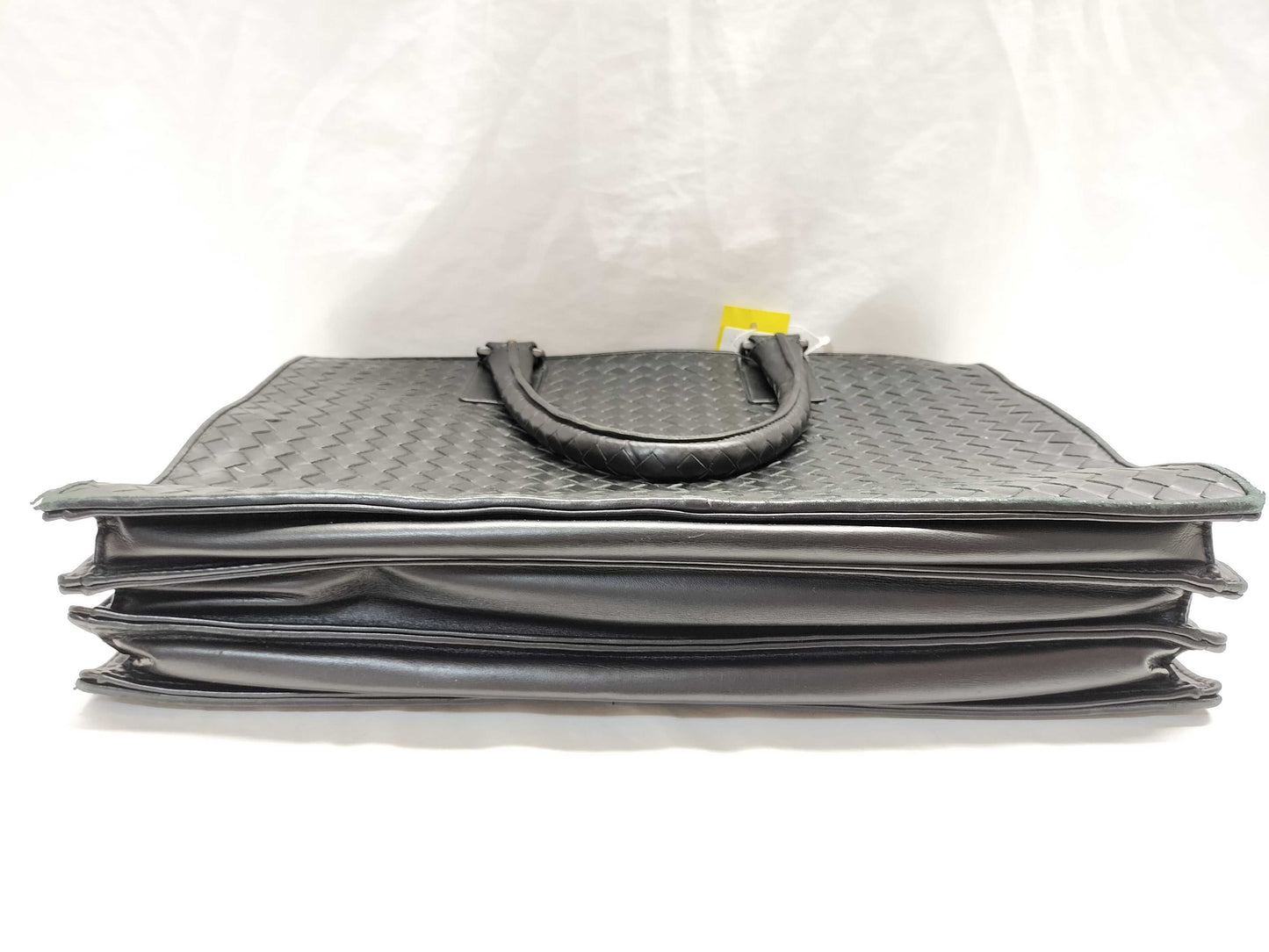 BOTTEGA VENETA Intrecciato Business Bag/Black/Slightly Used/Corner Torn Business Bag